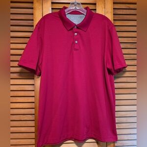 Van Heusen Red Short Sleeve Polo Shirt Men's Large Polyester
